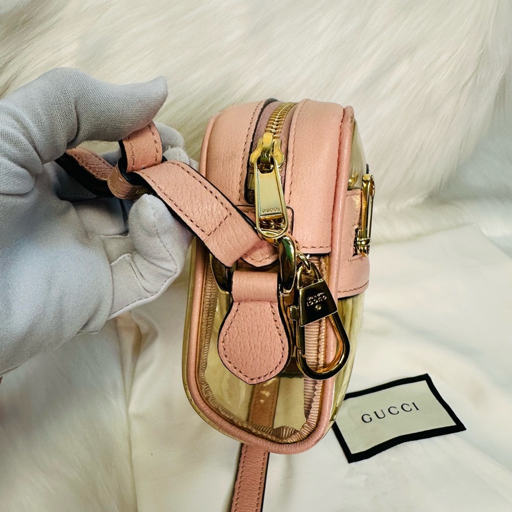 Gucci Pink Clear PVC Crossbody with Web Stripe and Gold Hardware - Picture 7 of 15